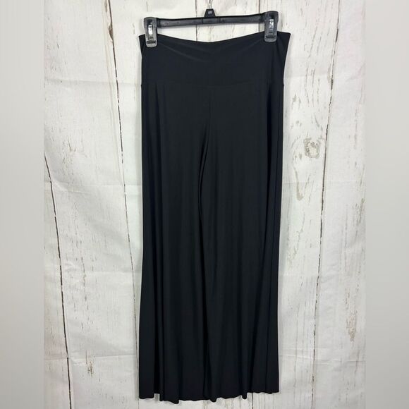 Last Tango Women’s Pants Black Stretch Extra Wide Leg Raw Hem - Picture 2 of 11